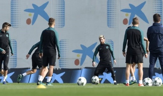 من تدريبات برشلونة (أ ف ب) من تدريبات برشلونة (أ ف ب)