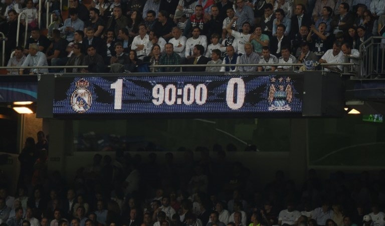 ريال مدريد فاز بهدف نظيف على مانشستر سيتي ووصل نهائي ميلانو (أ ف ب) ريال مدريد فاز بهدف نظيف على مانشستر سيتي ووصل نهائي ميلانو (أ ف ب)