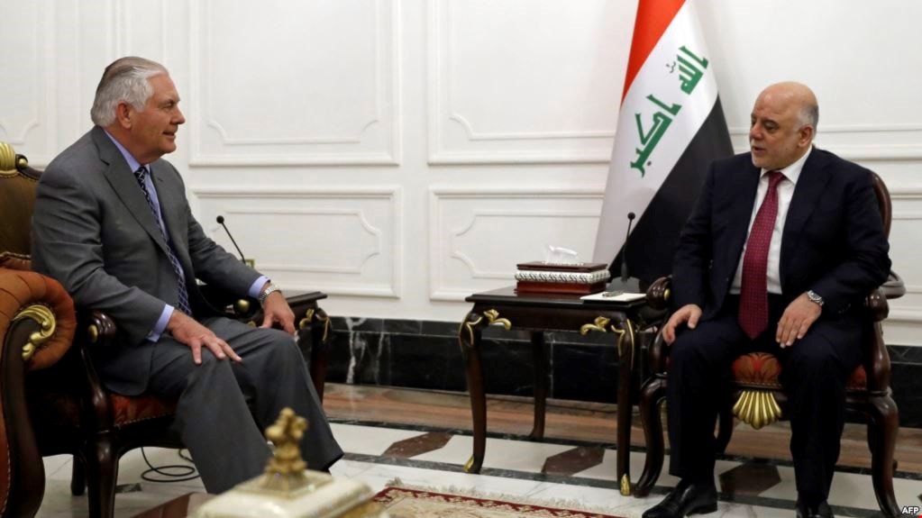 العبادي لتليرسون: مقاتلو الحشد الشعبي عراقيون حاربوا الارهاب وهو مؤسسة رسمية ضمن مؤسسات الدولة العبادي لتليرسون: مقاتلو الحشد الشعبي عراقيون حاربوا الارهاب وهو مؤسسة رسمية ضمن مؤسسات الدولة