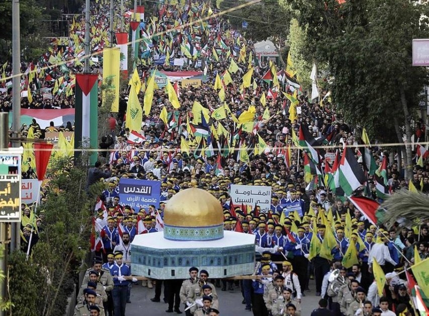 مظاهرة حاشدة بالضاحية الجنوبية في بيروت دعما للقدس مظاهرة حاشدة بالضاحية الجنوبية في بيروت دعما للقدس