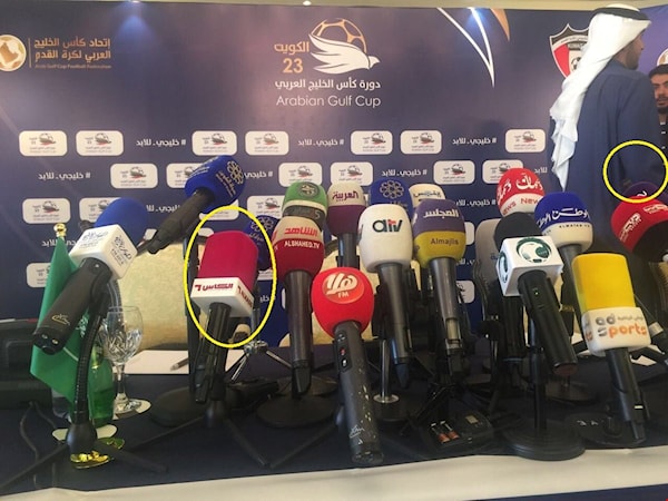 الميادين بالفيديو السعودية والإمارات تنسحبان من المؤتمر الصحفي بسبب ميكروفونات قطرية