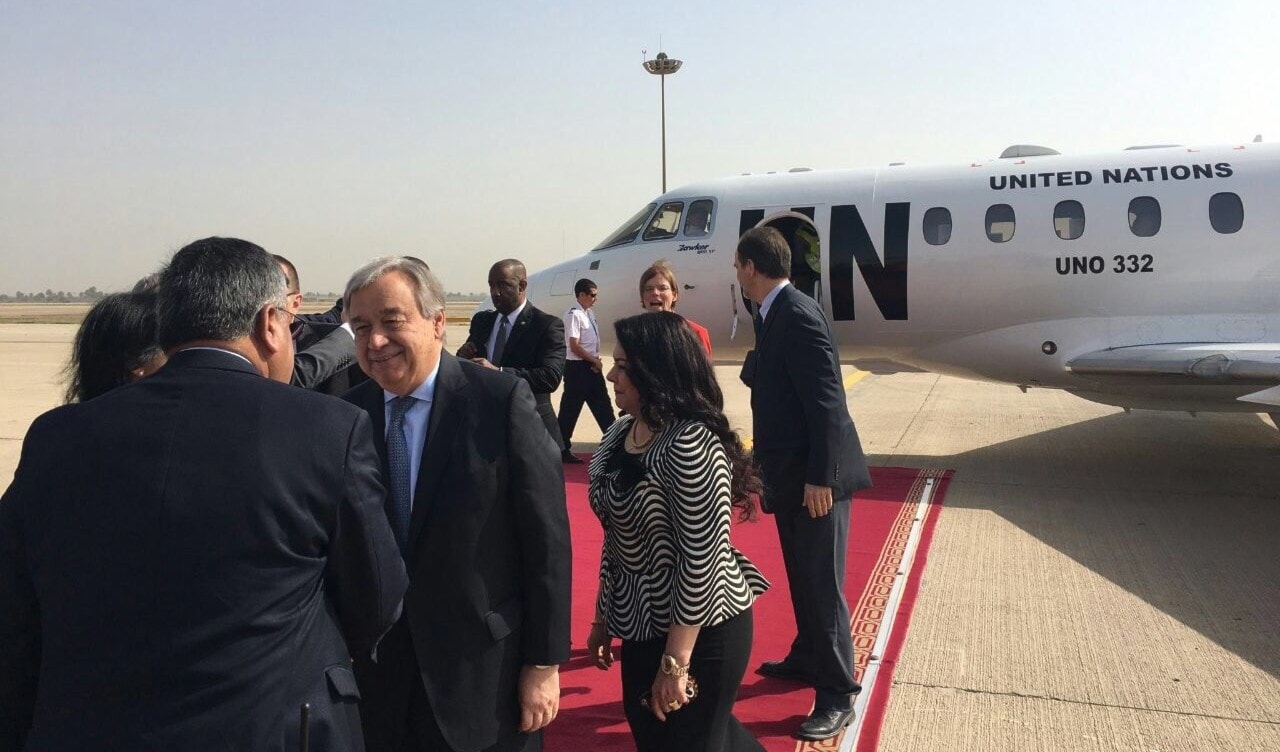 الأمين العام للأمم المتحدة يصل إلى العراق للإطلاع على الأوضاع الإنسانية في الموصل الأمين العام للأمم المتحدة يصل إلى العراق للإطلاع على الأوضاع الإنسانية في الموصل