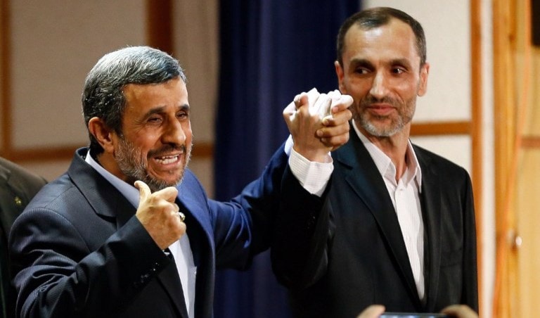 أبرز المستبعدين من خوض الانتخابات الرئاسية القادمة هما أحمدي نجاد ومساعده حميد بقائي (أ ف ب) أبرز المستبعدين من خوض الانتخابات الرئاسية القادمة هما أحمدي نجاد ومساعده حميد بقائي (أ ف ب)