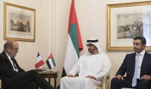 وزير الخارجية الفرنسي مع ولي عهد أبو ظبي ووزير الخارجية الإماراتي وزير الخارجية الفرنسي مع ولي عهد أبو ظبي ووزير الخارجية الإماراتي