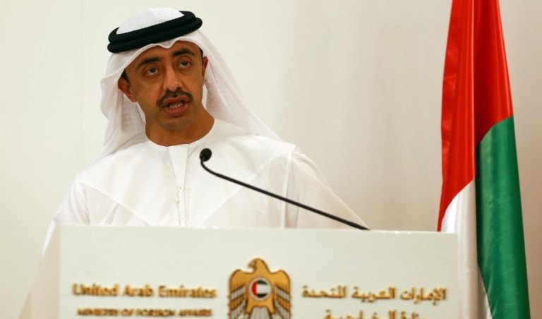 الشيخ عبد الله بن زايد آل نهيّان وزير الخارجية الإماراتي (أ ف ب) الشيخ عبد الله بن زايد آل نهيّان وزير الخارجية الإماراتي (أ ف ب)