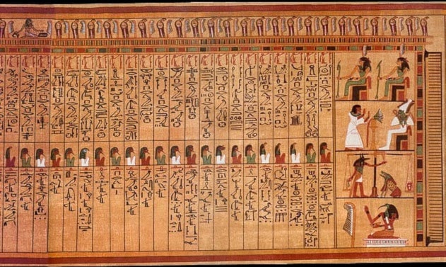 يُعتَبر كتاب الموتى أول وثيقة دينية وهي بمثابة تصوّر ليوم الحساب الذي شغل البشرية منذ آلاف السنين يُعتَبر كتاب الموتى أول وثيقة دينية وهي بمثابة تصوّر ليوم الحساب الذي شغل البشرية منذ آلاف السنين
