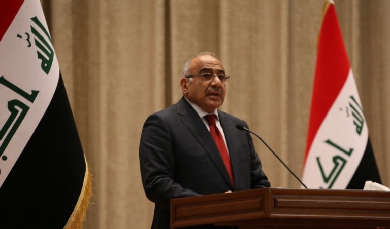 عبد المهدي خلال جلسة البرلمان العراقي للتصويت على حكومته (أ ف ب) عبد المهدي خلال جلسة البرلمان العراقي للتصويت على حكومته (أ ف ب)