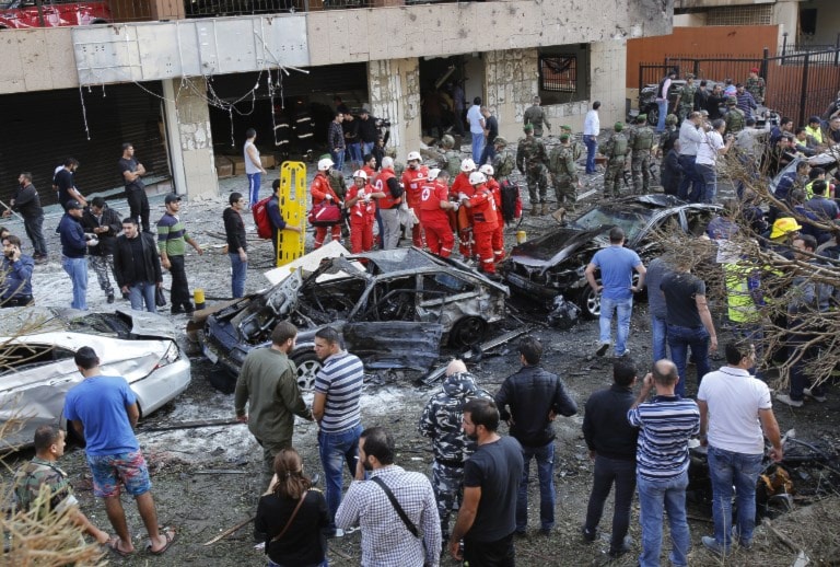 من تفجير السفارة الإيرانية في بيروت العام 2013 (أ ف ب) من تفجير السفارة الإيرانية في بيروت العام 2013 (أ ف ب)