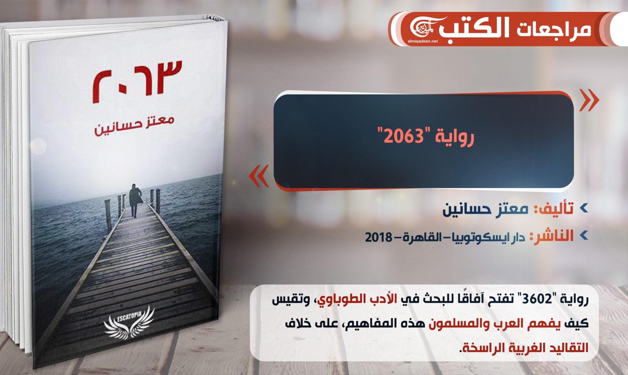 رواية "2063" للروائي المصري معتز حسانين رواية "2063" للروائي المصري معتز حسانين