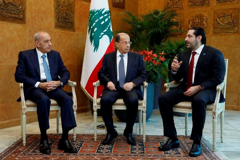 من اجتماع سابق للرؤساء عون والحريري وبري من اجتماع سابق للرؤساء عون والحريري وبري