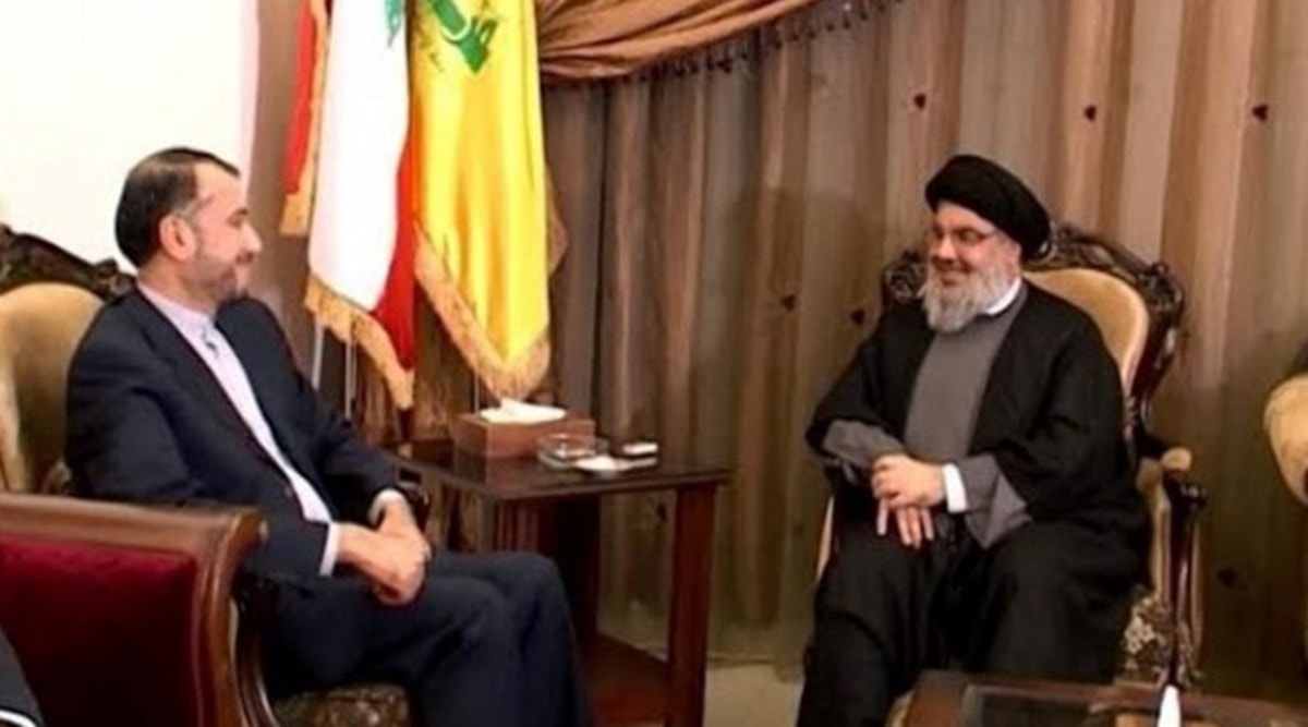 السيد نصر الله خلال استقباله عبد اللهيان السيد نصر الله خلال استقباله عبد اللهيان