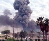 حادث انفجار مخازن العتاد في معسكر الصقر نجم عن قصف جوّي نفَّذته طائرة مجهولة حادث انفجار مخازن العتاد في معسكر الصقر نجم عن قصف جوّي نفَّذته طائرة مجهولة