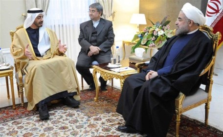 صورة أرشيفية للقاء سابق بين الرئيس الإيراني حسن روحاني ووزير خارجية الإمارات عبد الله بن زايد صورة أرشيفية للقاء سابق بين الرئيس الإيراني حسن روحاني ووزير خارجية الإمارات عبد الله بن زايد