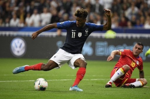 يواصل كينغسلي كومان تسجيل الأهداف مع منتخب فرنسا (أ ف ب) يواصل كينغسلي كومان تسجيل الأهداف مع منتخب فرنسا (أ ف ب)