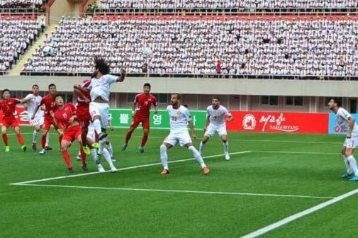 لقطة أرشيفية من مباراة لبنان أمام كوريا الشمالية في تصفيات كأس آسيا 2019 لقطة أرشيفية من مباراة لبنان أمام كوريا الشمالية في تصفيات كأس آسيا 2019