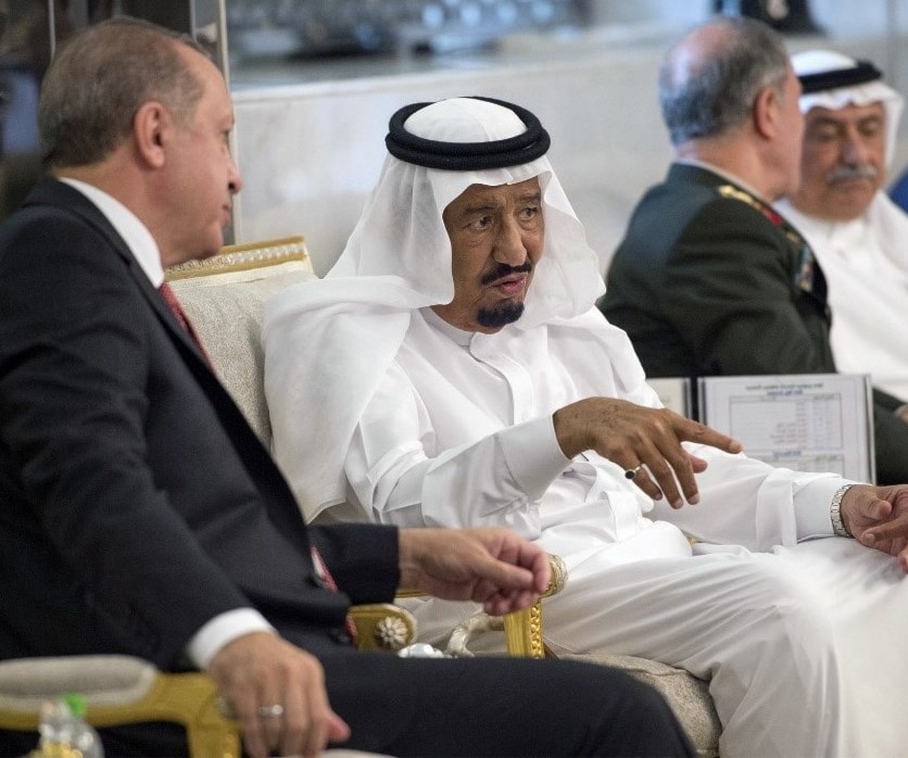 الرئيس التركي رجب طيب إردوغان خلال لقائه الملك سلمان في جدة عام 2017 (أ ف ب - أرشيف) الرئيس التركي رجب طيب إردوغان خلال لقائه الملك سلمان في جدة عام 2017 (أ ف ب - أرشيف)