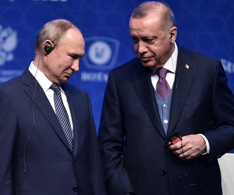 بوتين وإردوغان خلال حفل تدشين خط أنابيب غاز جديد في اسطنبول خلال شهر يناير الماضي (أ.ف.ب) بوتين وإردوغان خلال حفل تدشين خط أنابيب غاز جديد في اسطنبول خلال شهر يناير الماضي (أ.ف.ب)