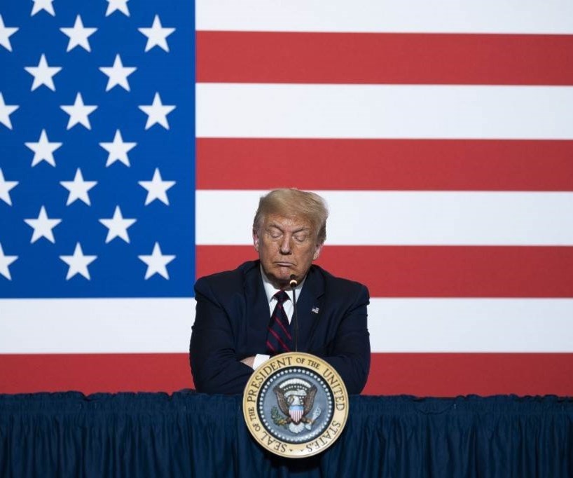 الرئيس الأميركي دونالد ترامب في المقر الوطني للصليب الأحمر الأميركي يوم 30 يوليو 2020 في واشنطن (أ.ف.ب) الرئيس الأميركي دونالد ترامب في المقر الوطني للصليب الأحمر الأميركي يوم 30 يوليو 2020 في واشنطن (أ.ف.ب)