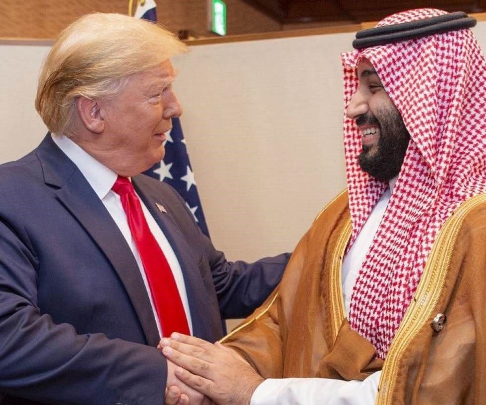 محمد بن سلمان وترامب خلال لقاء في العام 2019. محمد بن سلمان وترامب خلال لقاء في العام 2019.