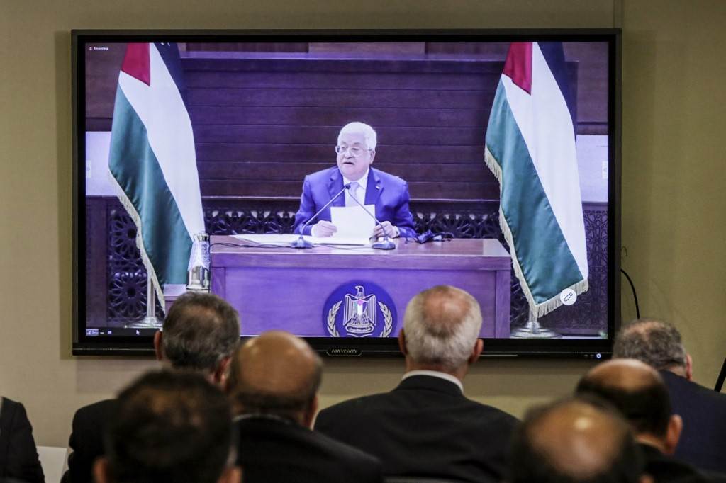 خلال اجتماعي ممثلي الفصائل الفلسطينية في السفارة الفلسطينية في بيروت - 3 سبتمبر 2020 (أ.ف.ب)
