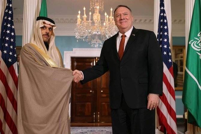 بومبيو خلال لقائه السفير السعودي فيصل بن فرحان