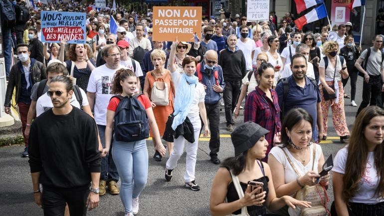 Demonstrations in Central Paris against COVID Restrictive Measures