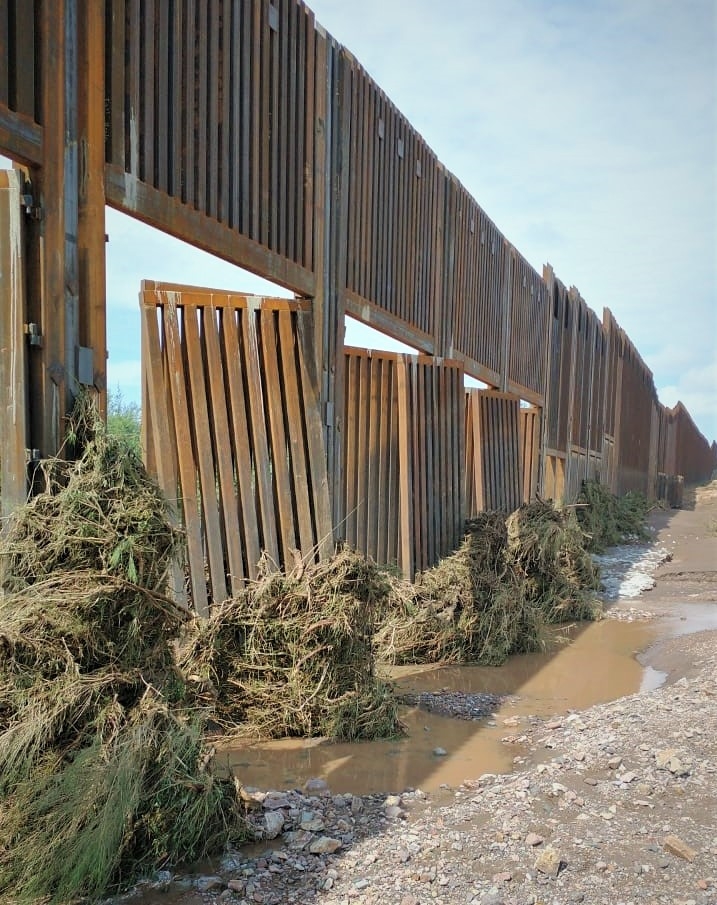 Monsoon floods damage Donald Trump's border wall at Douglas, Arizona