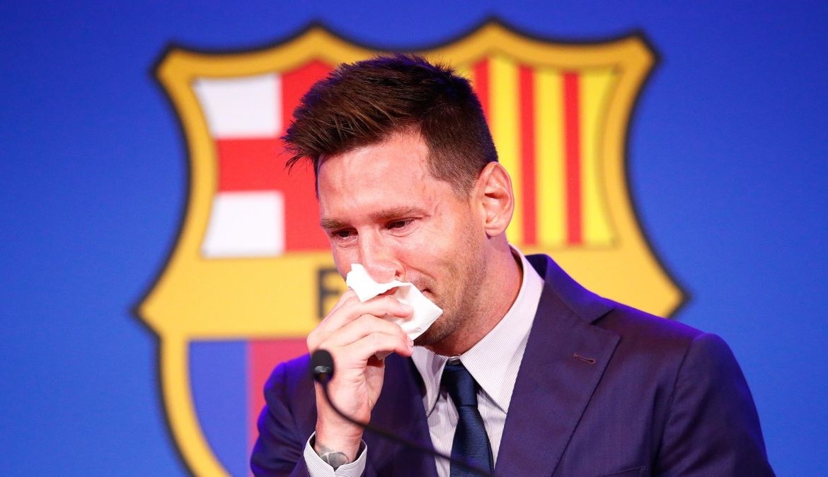 Lionel Messi fought back tears during a press conference 