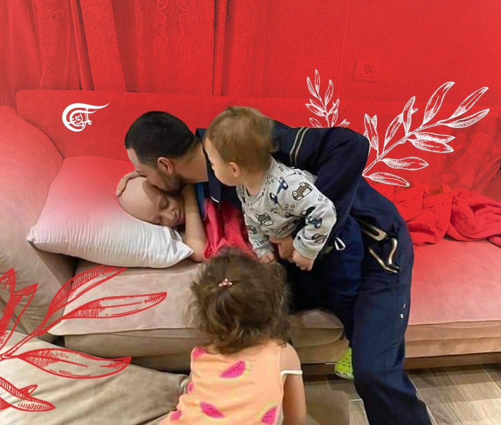 Palestinian al-Qawasmi kisses his cancer-stricken son farewell